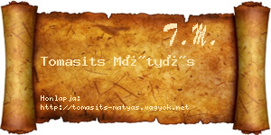 Tomasits Mátyás névjegykártya